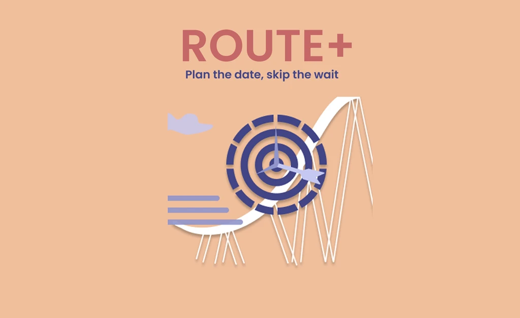 Route+ brand artwork with the message Plan the date, skip the wait