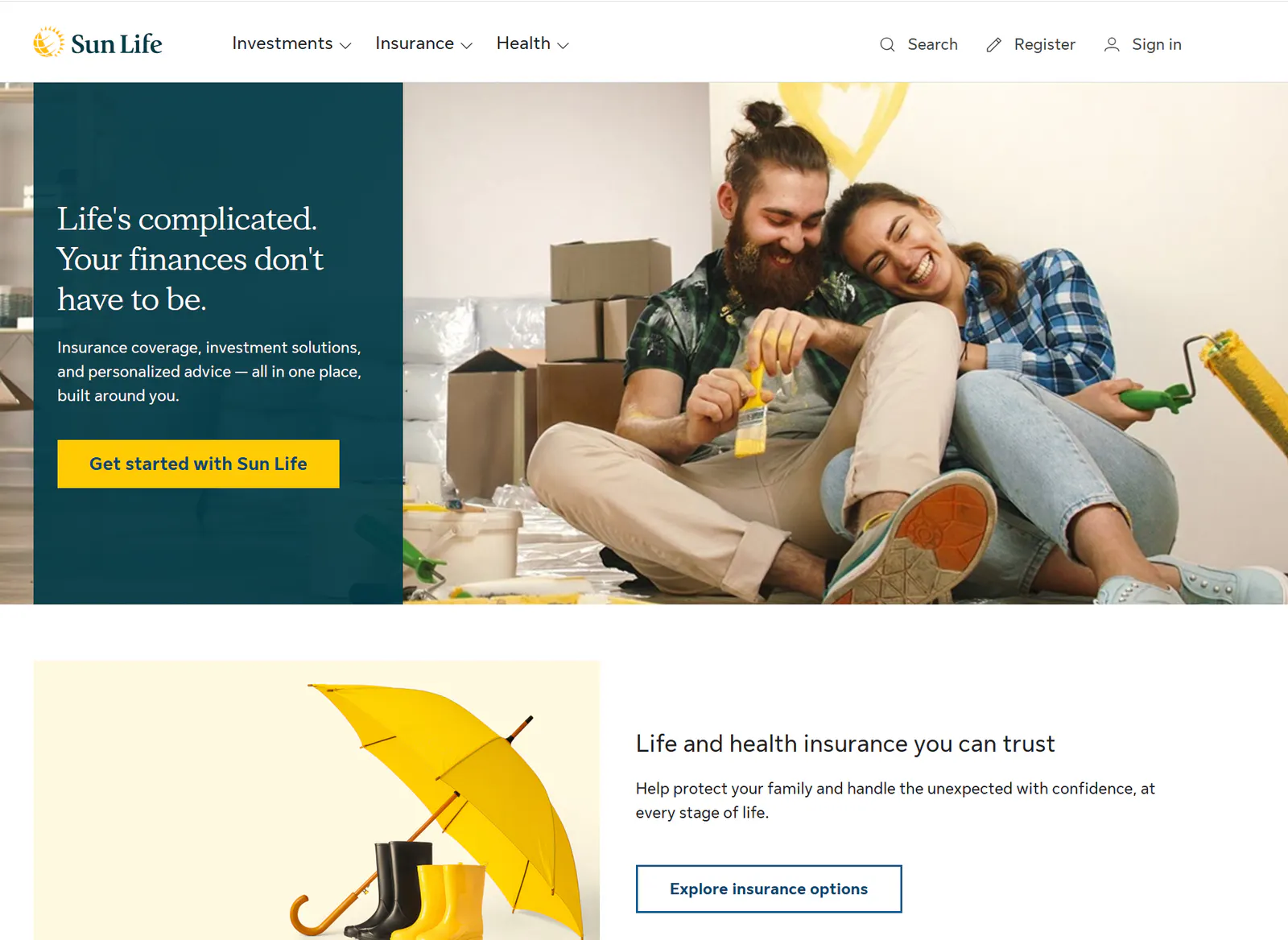 Sun Life homepage using its global design system